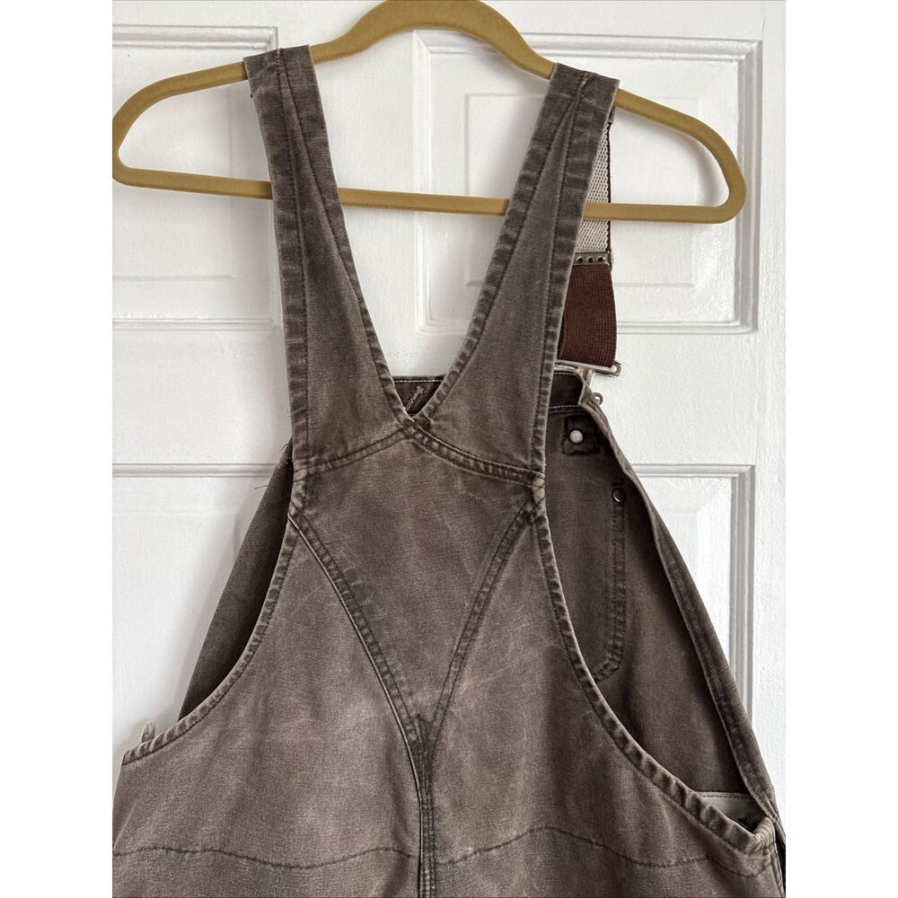 VTG Carhartt Thrashed Bibs Workwear Double Knee Duck Canvas Quilt Lined Y2K - Picture 11 of 16